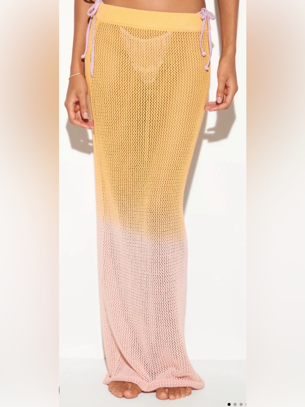 NWT Spiritual Gangster Carmen Soft Feel Crochet High Waist Skirt Sorbet Size L